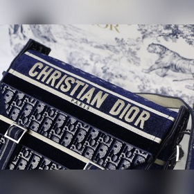 DIOR Camp бархатная сумка-почтальон, модель M9020 Синий бархат Эт