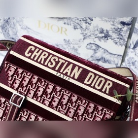 DIOR Camp бархатная сумка-почтальон, модель M9020 Бордовый бархат