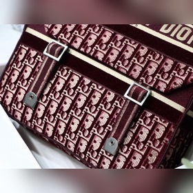 DIOR Camp бархатная сумка-почтальон, модель M9020 Бордовый бархат