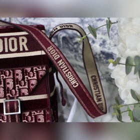 DIOR Camp бархатная сумка-почтальон, модель M9020 Бордовый бархат