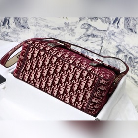 DIOR Camp бархатная сумка-почтальон, модель M9020 Бордовый бархат