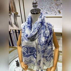DIOR Длинный шарф из серебристой шерсти с блестками D Длинный ша