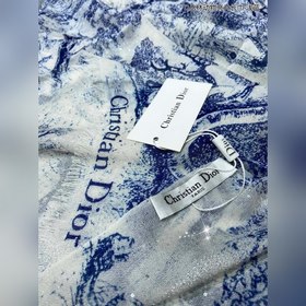 DIOR Длинный шарф из серебристой шерсти с блестками D Длинный ша