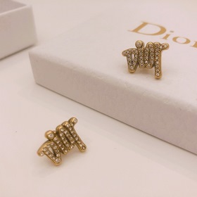 DIOR Мини-серьги с буквами, латунь