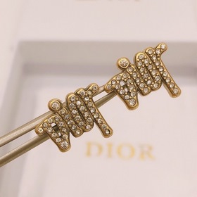 DIOR Мини-серьги с буквами, латунь