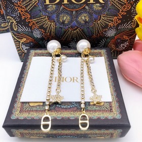 Dior Серьги-гвоздики с бриллиантами бахромой из жемчужин разного