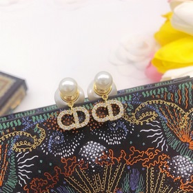 DIOR Миниатюрные серьги с жемчужинами бриллиантами  Высококачес