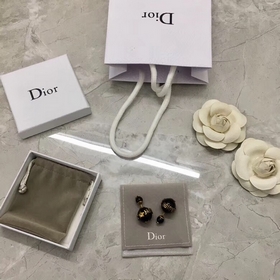Dior Черные жемчужины + серьги с ретро-логотипом Классическая по