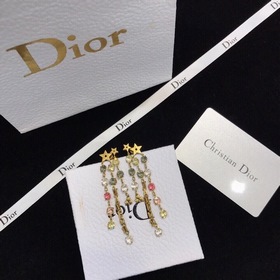 DIOR Буквы в стиле ретро с цветными бриллиантами Серьги-гвоздики,