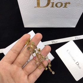 DIOR Буквы в стиле ретро с цветными бриллиантами Серьги-гвоздики,