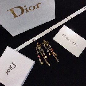 DIOR Буквы в стиле ретро с цветными бриллиантами Серьги-гвоздики,