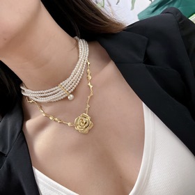 Dior CD жемчужное ожерелье с розой Самый популярный модный аксесс