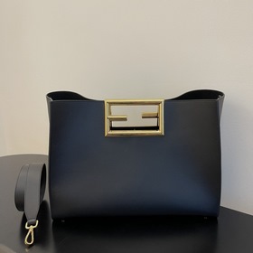 FENDI Way Большая черная сумка через плечо Изготовлена из телячь