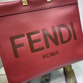 FENDI Большая сумка для покупок с ручками, бордо Изготовлена из и