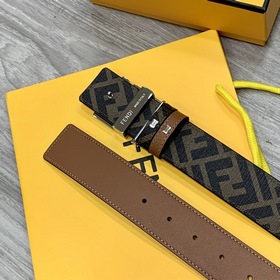 FENDI Двойной пояс пряжкой FF Цвет： землисто-коричневый Cuoio Ro