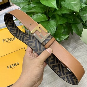 FENDI Двойной пояс пряжкой FF Цвет： землисто-коричневый Cuoio Ro