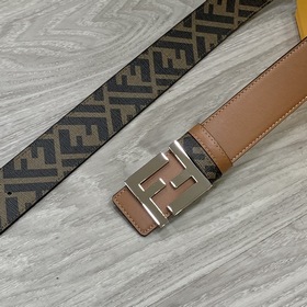 FENDI Двойной пояс пряжкой FF Цвет： землисто-коричневый Cuoio Ro