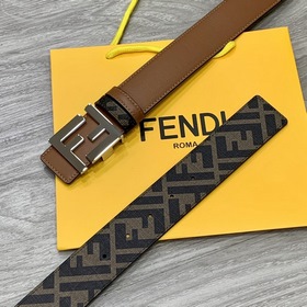 FENDI Двойной пояс пряжкой FF Цвет： землисто-коричневый Cuoio Ro