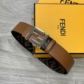 FENDI Двойной пояс пряжкой FF Цвет： землисто-коричневый Cuoio Ro