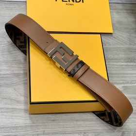 FENDI Двойной пояс пряжкой FF Цвет： землисто-коричневый Cuoio Ro