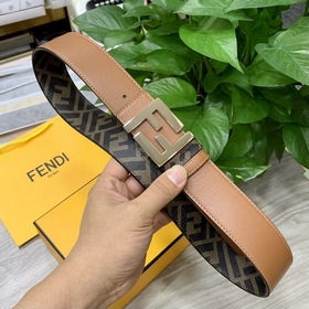 FENDI Двойной пояс пряжкой FF Цвет： землисто-коричневый Cuoio Ro