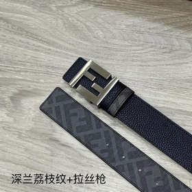 FENDI  Двойной пояс пряжкой FF Темно-синий Cuoio Кожа Romano О