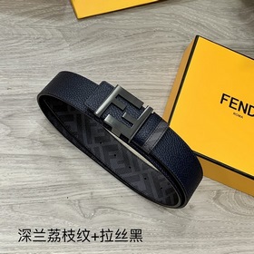 FENDI Двойной пояс пряжкой FF Темно-синий Cuoio Romano кожа, обр