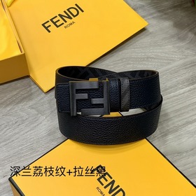 FENDI Двойной пояс пряжкой FF Темно-синий Cuoio Romano кожа, обр