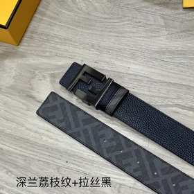 FENDI Двойной пояс пряжкой FF Темно-синий Cuoio Romano кожа, обр