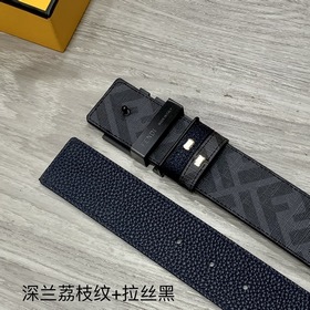 FENDI Двойной пояс пряжкой FF Темно-синий Cuoio Romano кожа, обр