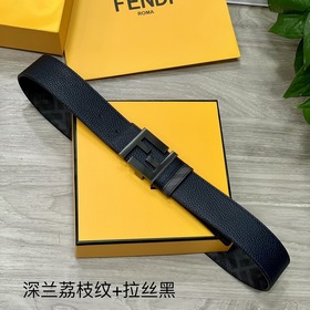 FENDI Двойной пояс пряжкой FF Темно-синий Cuoio Romano кожа, обр