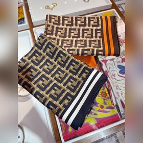 Fendi, модный ретро-палантин из шелка с диагональным узором Высок
