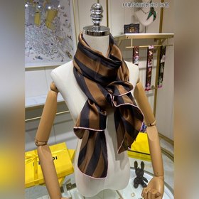 FENDI Длинный шарф с чередующимися полосками FF  100% шелк выс