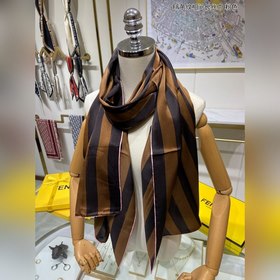 FENDI Длинный шарф с чередующимися полосками FF  100% шелк выс