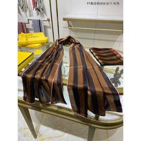 FENDI Длинный шарф с чередующимися полосками FF  100% шелк выс