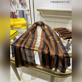 FENDI Длинный шарф с чередующимися полосками FF  100% шелк выс
