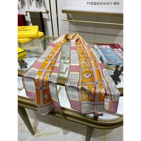 FENDI  Длинный шарф с цветочным логотипом FF 100% шелк высшего