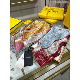 FENDI  Длинный шарф с цветочным логотипом FF 100% шелк высшего