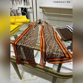 Длинный шарф FENDI FF с двумя полосками, 100% шелк высшего качест