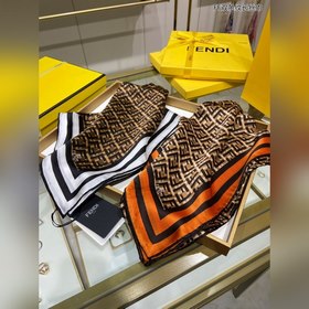 Длинный шарф FENDI FF с двумя полосками, 100% шелк высшего качест
