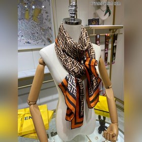 Длинный шарф FENDI FF с двумя полосками, 100% шелк высшего качест