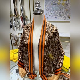 Длинный шарф FENDI FF с двумя полосками, 100% шелк высшего качест