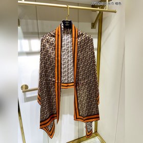 Длинный шарф FENDI FF с двумя полосками, 100% шелк высшего качест