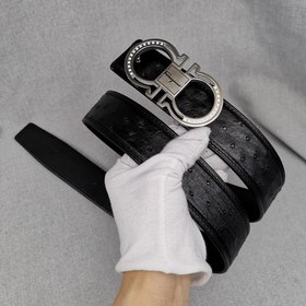 Ремень из кожи страуса без швов, с застежкой, из верхнего слоя ко