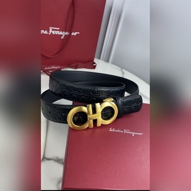 Salvatore Ferragamo Ремень из кожи первого слоя с металлической ф