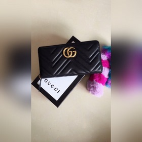 Длинный кожаный кошелек Gucci Marmont с застежкой-молнией, модель