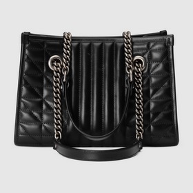 GUCCI Сумка с двойным логотипом G и цепочкой, черная кожа, геомет