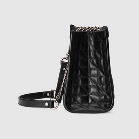 GUCCI Сумка с двойным логотипом G и цепочкой, черная кожа, геомет