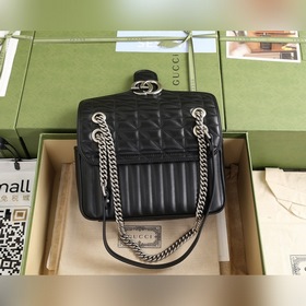 GUCCI Сумка с двойным логотипом G, черная кожа, геометрический уз