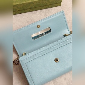 GUCCI Карман для карт с двойным логотипом G и цепочкой, сумка чер
